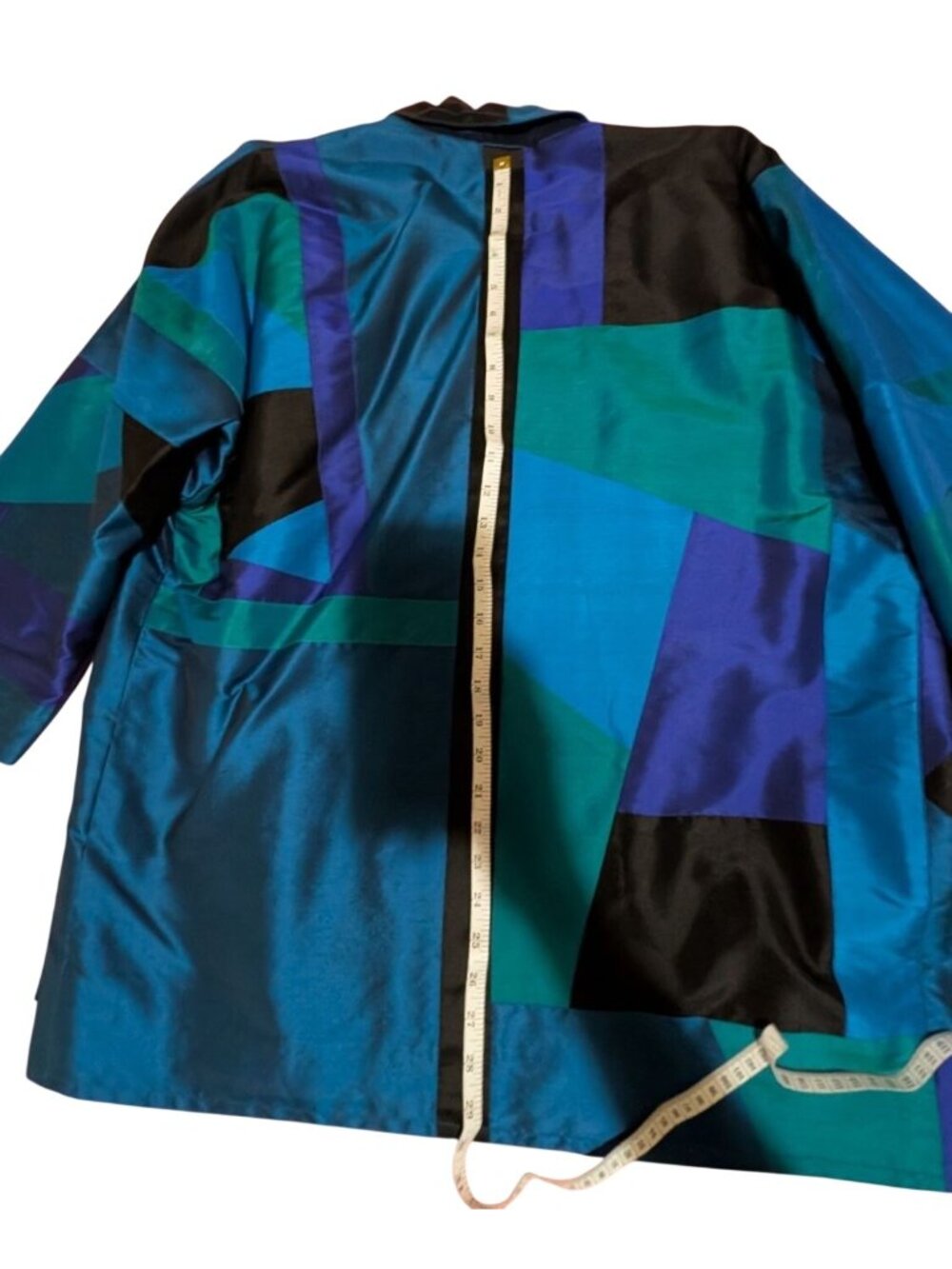 Wearable Art Jacket Thai Silk Patchwork Kimono Boho Lagenlook Oversized Medium - Picture 8 of 10